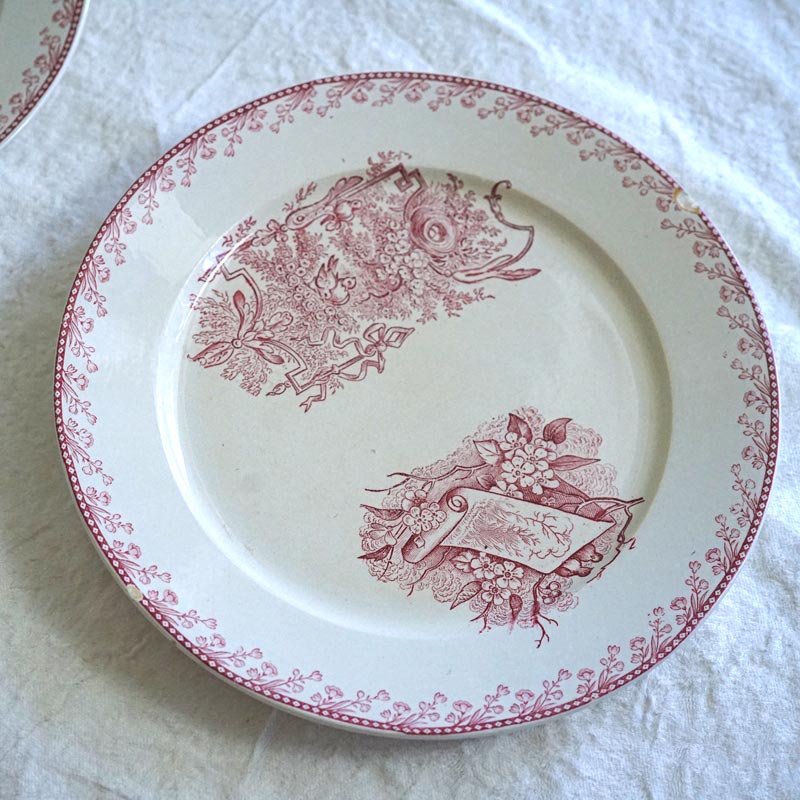 フランスアンティーク ペクソンヌ 鳥 PEXONNE Oiseauxのプレート22.5cm