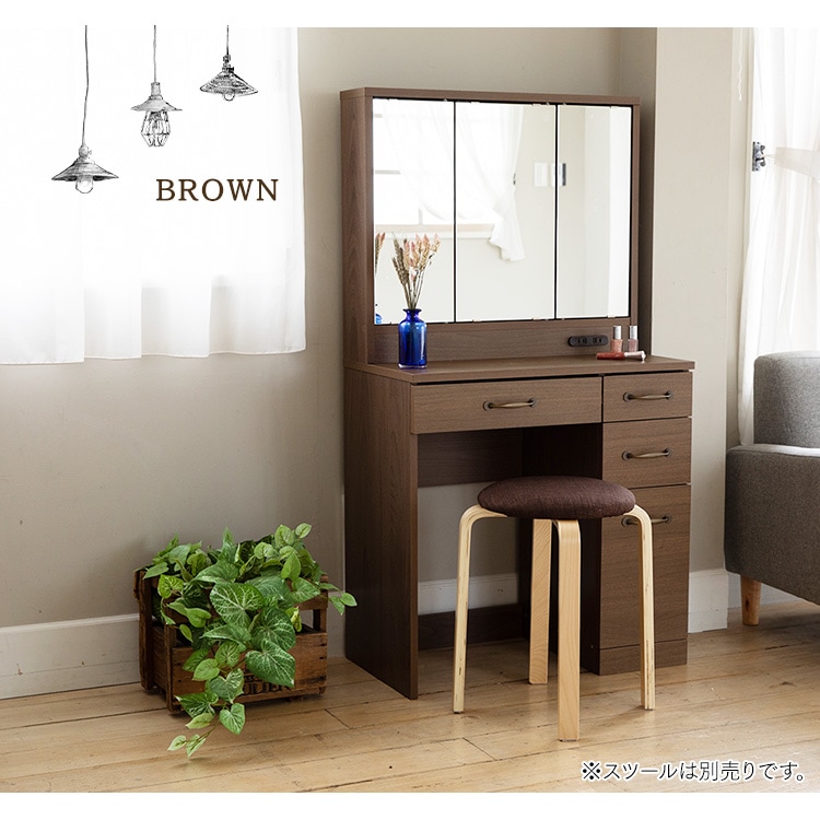 三面鏡ドレッサーデスク 収納付き ホワイト｜SIMPLE STYLE (シンプル