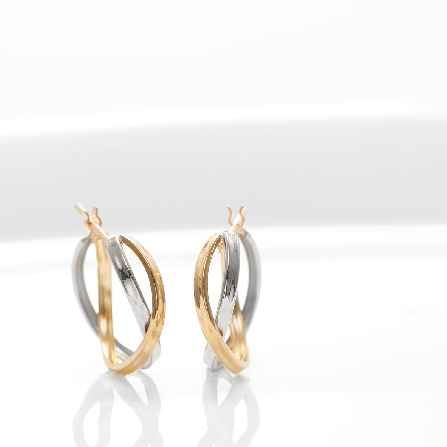 クロスデザイン コンビカラー フープピアス /a0443mt ジュエリー専門店