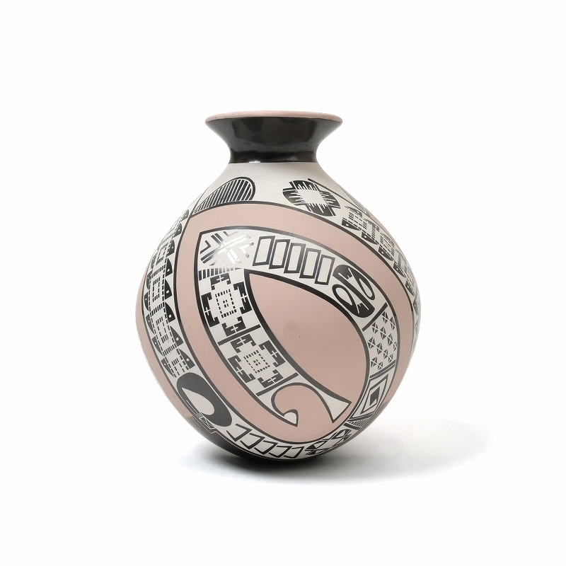 マタ・オルティス陶器 by Oscar Quezada Jr. ピンク 花瓶｜マライカ