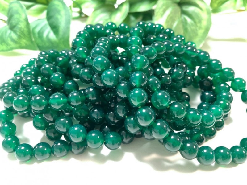 激安！人気☆天然石ブレスレット/グリーンオニキス（グリーン瑪瑙/onyx