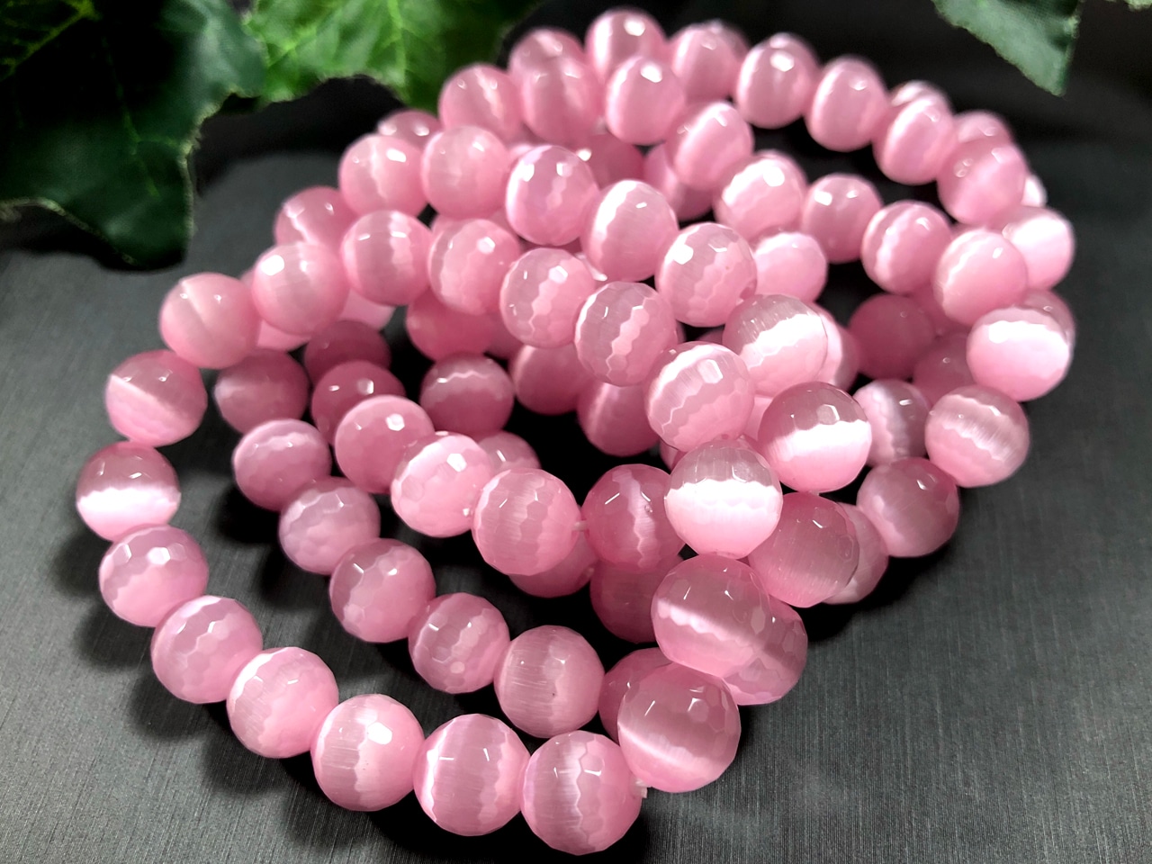 人気！☆限定入荷☆キャッツアイブレスレット/ピンク001/128面カット