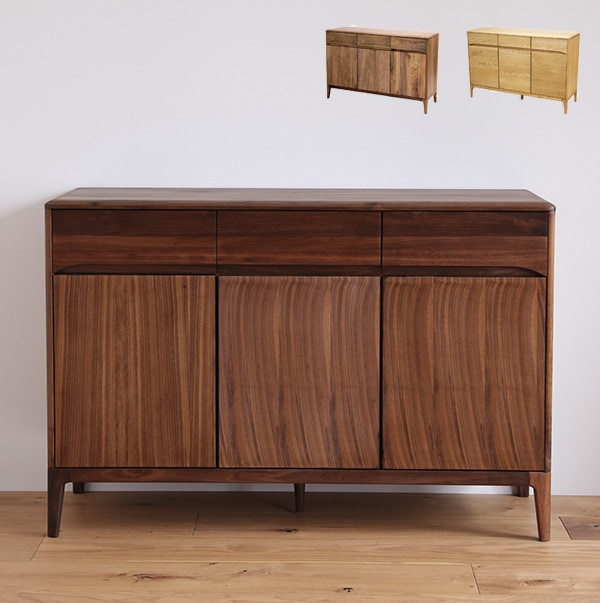 KW サイドボード キャビネット 幅120 北欧 無垢 木製 リビングボード