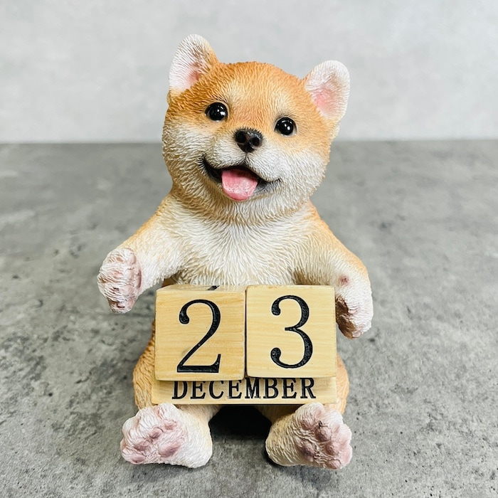 かわいい 犬 置物 高さ11cm 柴犬の卓上日付カレンダー woobia ウービア