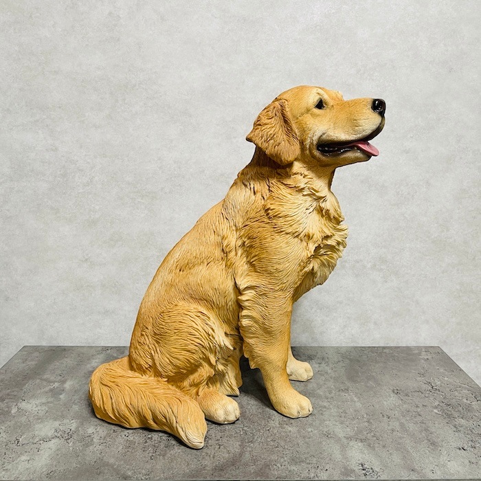 置物 お座りゴールデン・レトリバー 犬 イヌ 特大 高さ53.5cm woobia