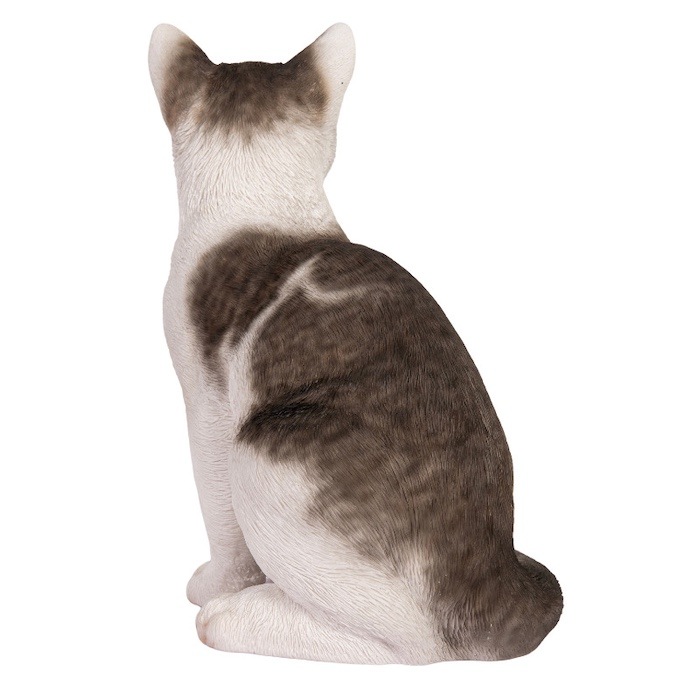 置物 お座りサバトラ白猫 大 ネコ 高さ30.5cm woobia ウービア 大きい