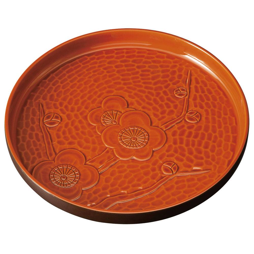 紀州塗り お盆 トレー 8寸 24cm 丸盆 鎌倉 春慶塗 ノンスリップ 和風