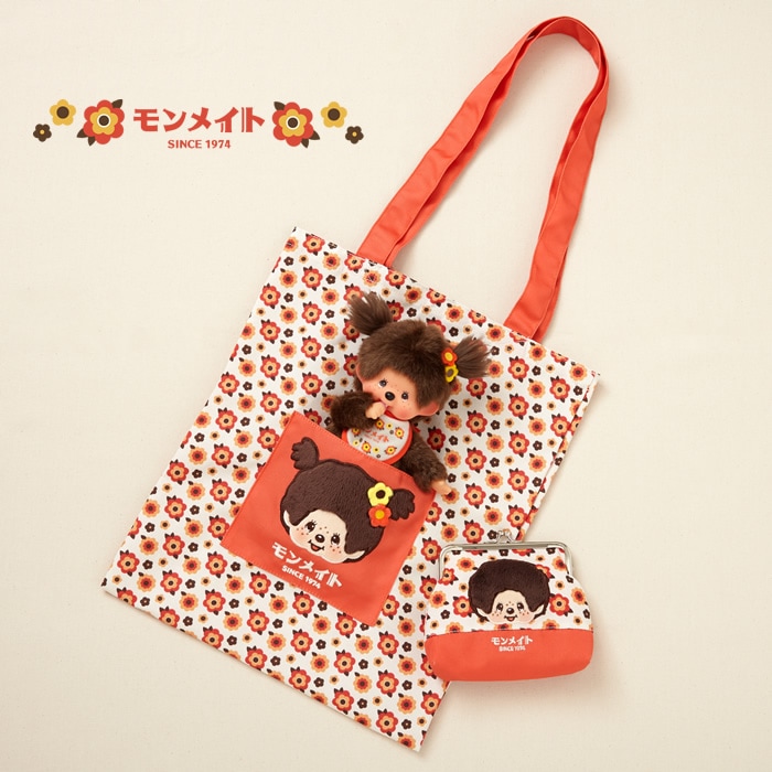 ネコポス可】モンメイト(オレンジ) ポケット付きトートバック