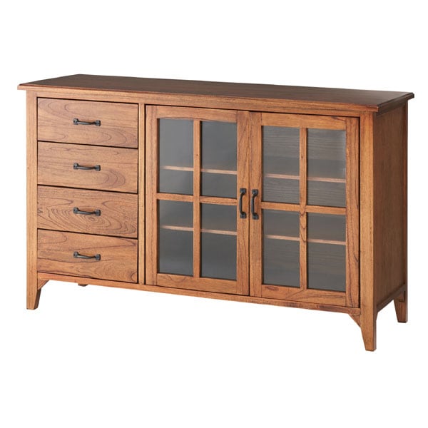 ガラス扉のサイドボード【120cm】天然木のレトロな家具 | インテリア