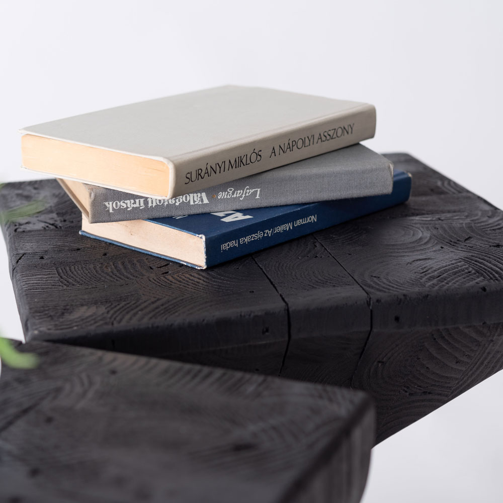 パイン古材×モダンブラック サイドテーブル｜おしゃれインテリアにも