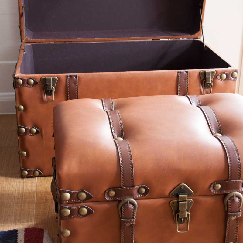 ヴィンテージ感漂うレザー調トランク収納セット | インテリア・家具の