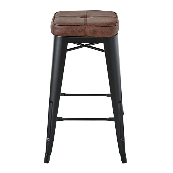 レザーの座面とブラックのアイアンがクールでかっこいいハイスツール