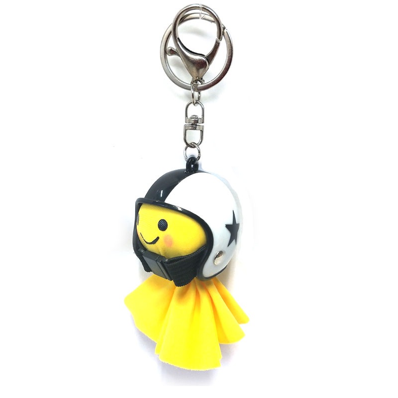 てるぼう＆ヘルメットキーホルダーセット『スター ホワイト』 雨 梅雨