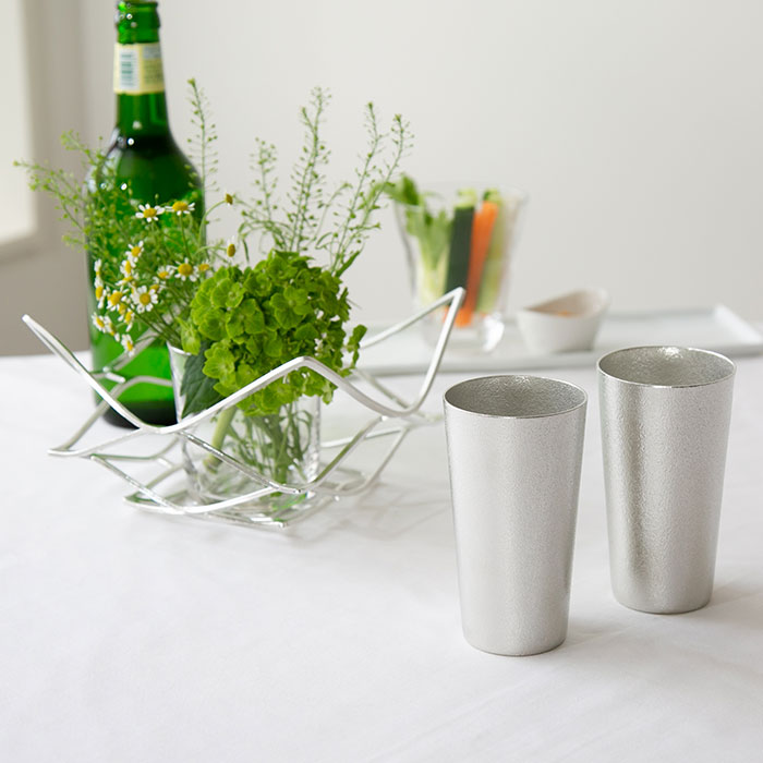 感謝ギフト（KAGO - スクエア - M・ビアカップ2ヶセット）｜錫製雑貨