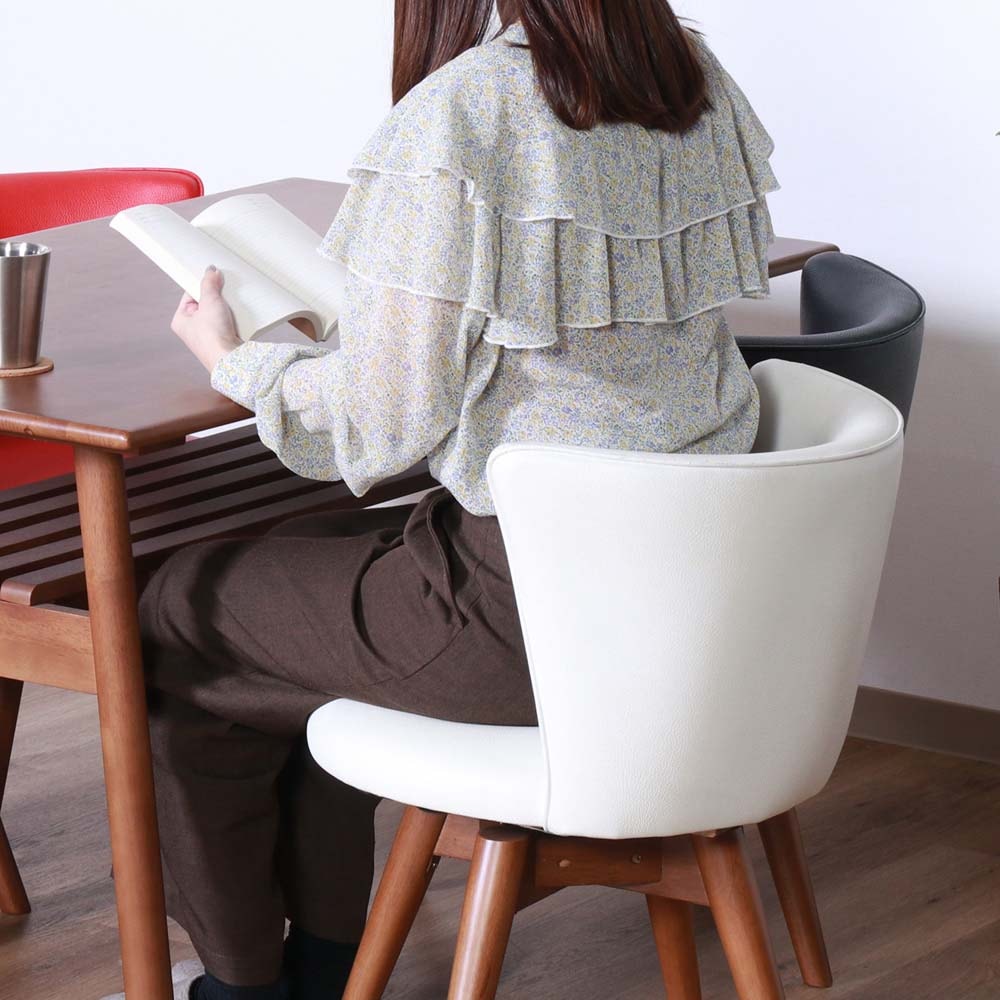 不二貿易 回転式 ダイニングチェア クラム PVC ホワイト 88934 | 家具