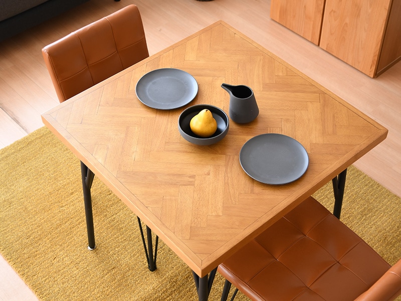 ダイニングテーブル 西海岸 単品 ヘリンボーン 幅75cm 奥行75cm 高さ