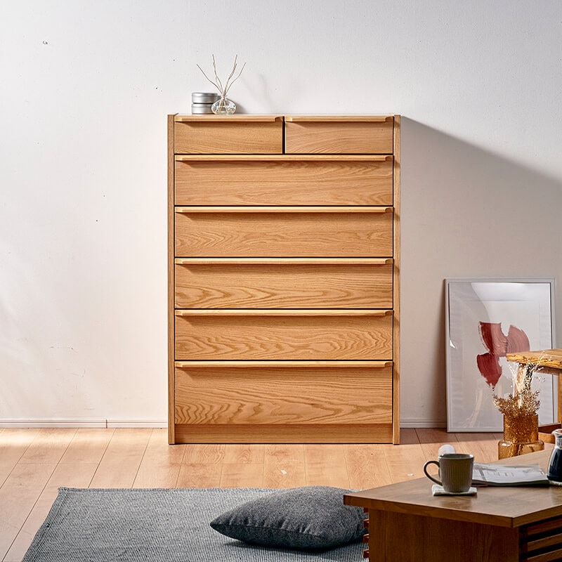 大川家具】ハイチェスト 90cm幅6段 アレン ウォールナット/レッド