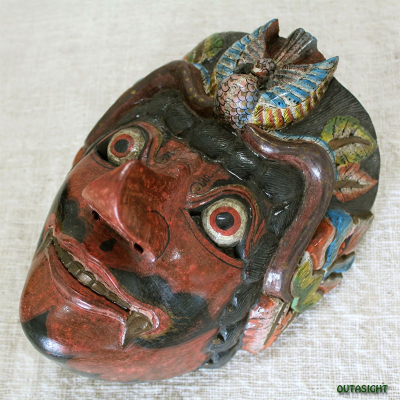 木彫りマスク(お面) ジョグジャカルタ ジャワ島 インドネシア INNM-08