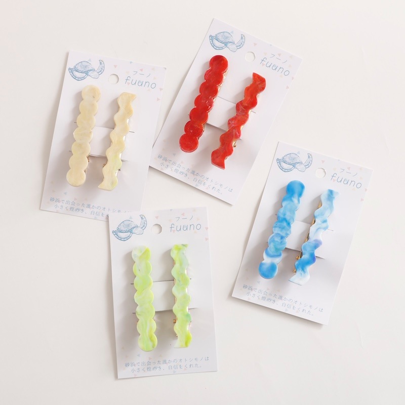 ヘアピン（2本セット）（青・赤・金・黄緑の4種類） by fuuno