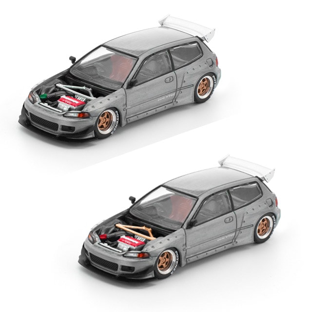 POP RACE x Enigma 1/64 PANDEM CIVIC EG6 RAW METAL 1/64 パンデム