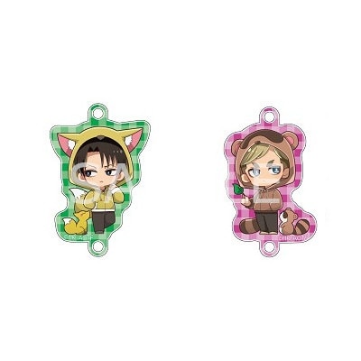 進撃の巨人 連結チャーム (ケモミミパーカー) リヴァイ・エルヴィン グッズ