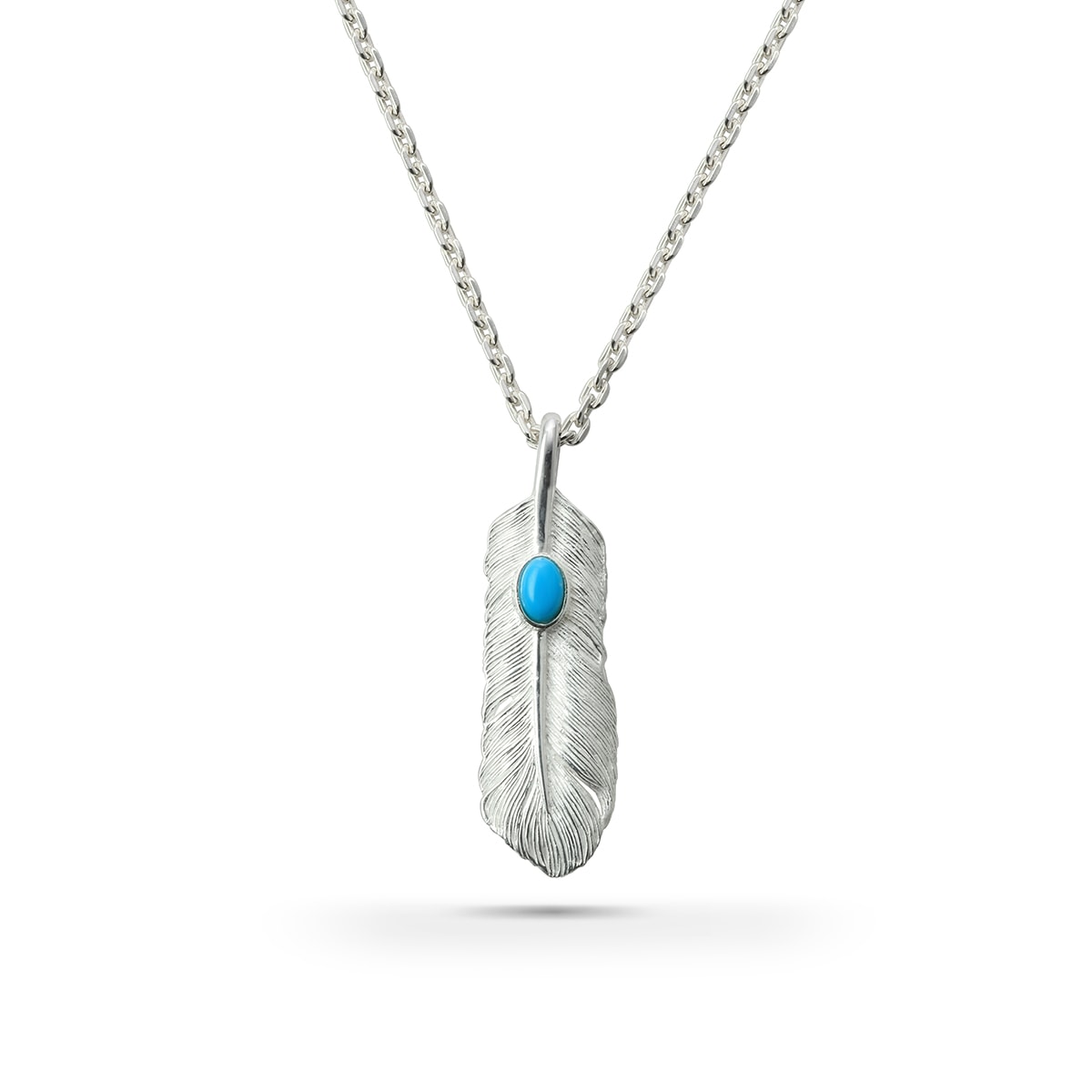 フェザー(左向き)天然石スリーピングビューティーターコイズ シルバー