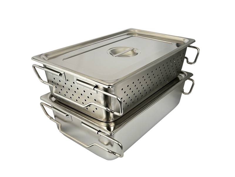 HACCP】18-8 給食バット 1/1サイズ 積み重ねハンドル 深さ150mm SH