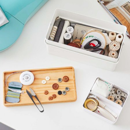 山崎実業 ソーイングボックス 裁縫箱 タワー ホワイト | メーカー