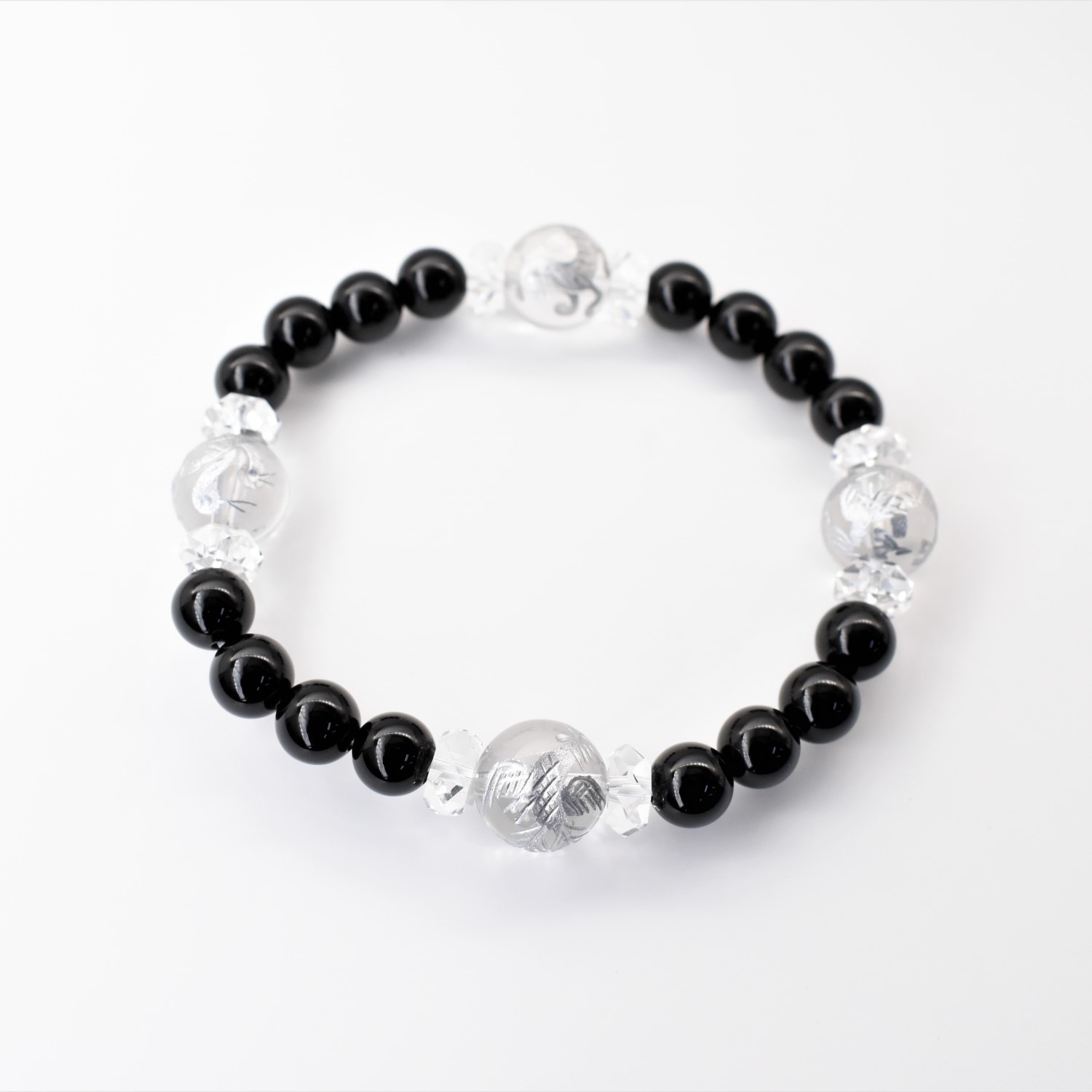 守護と繁栄の四神ブレスレット オニキス/四神水晶 【銀彫り】 当宮にて