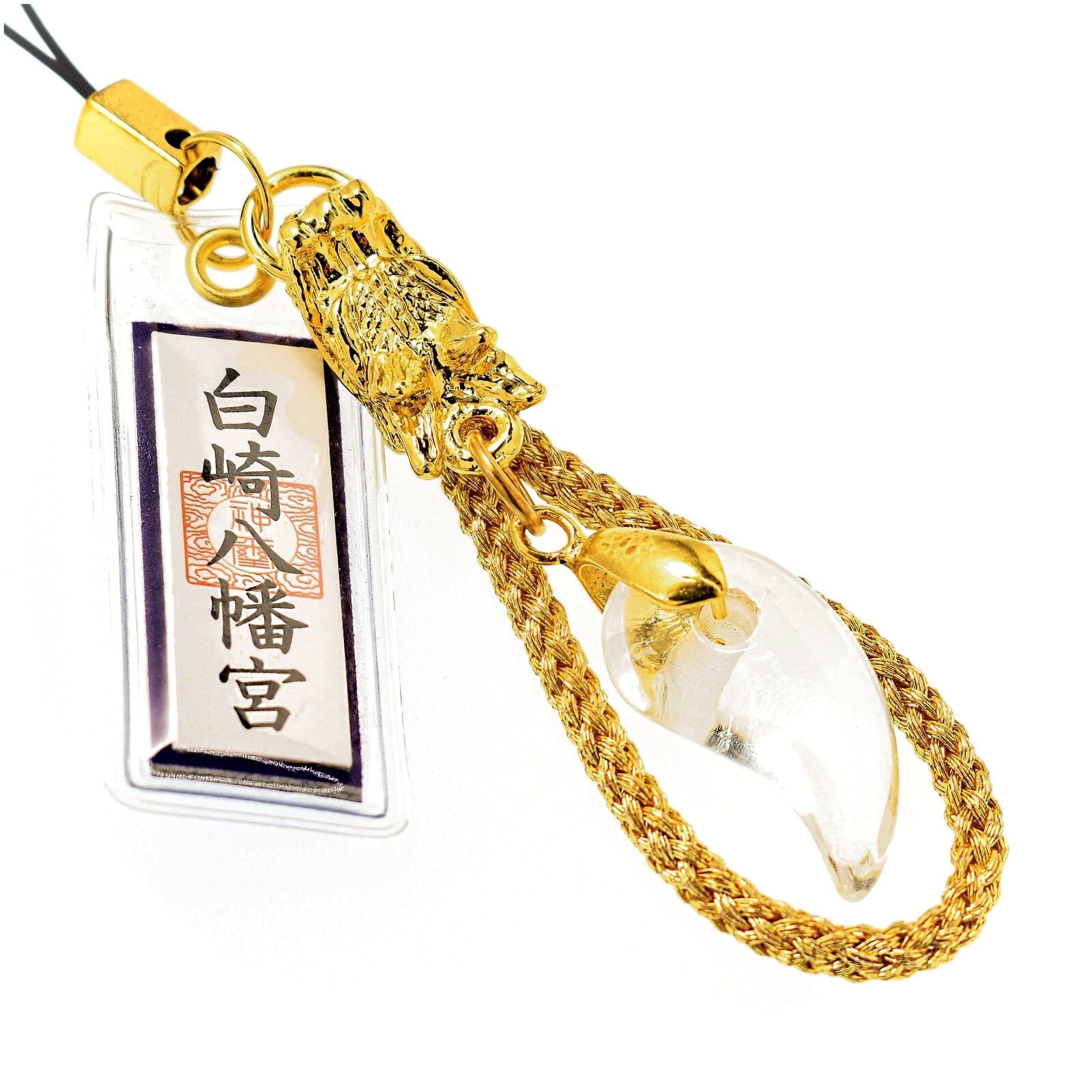 開運厄除 龍頭付き昇龍パワーストーン水晶お守り｜白崎八幡宮