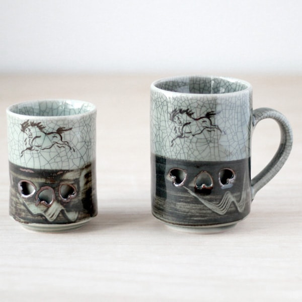 大堀相馬焼 松永窯 二重湯呑み・二重マグ ペアセット(ラッピング不可