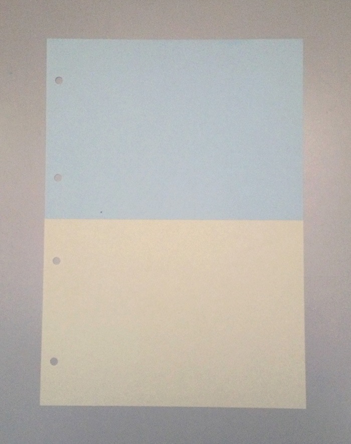 ミシン目入り用紙】 A4 2分割 カラー[青/黄] 4穴 | 用紙Labo