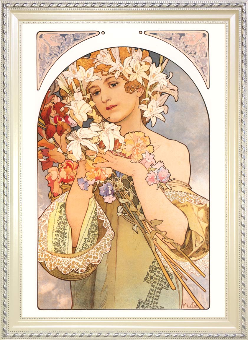 アルフォンス・ミュシャ 花 ジークレーポスター額装品