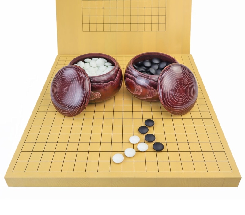 囲碁セット 13路19路両用新かや1寸卓上碁盤セット(ガラス碁石竹・栗