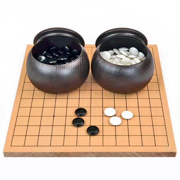 囲碁セット 木製新桂13路9路盤セット（プラスチック碁石椿・ブロー碁笥