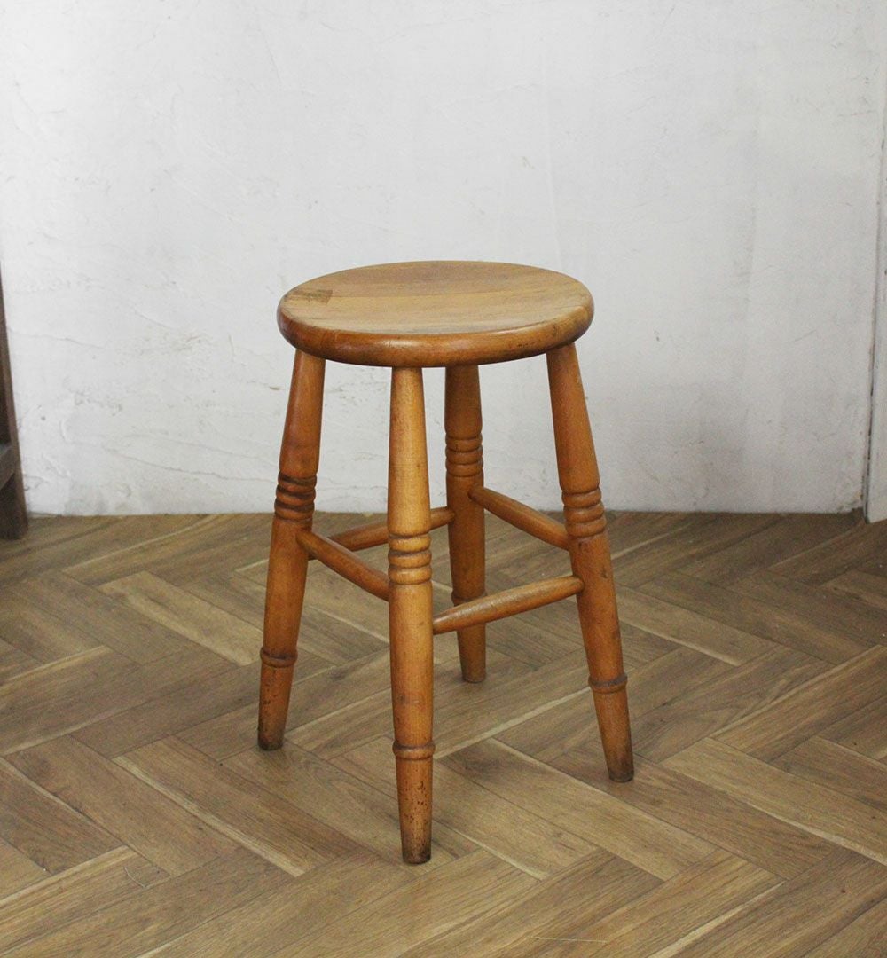 ヴィンテージ スツール/ビーチ 踏み台 花台 木製/アンティーク家具