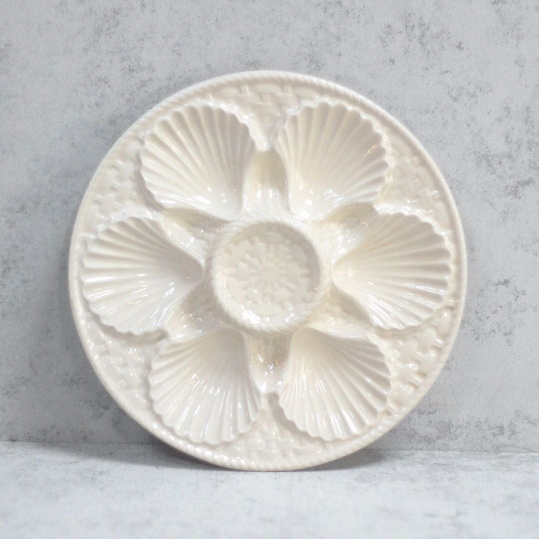 ヴィンテージオイスタープレート フランス 牡蠣専用皿 アイボリー