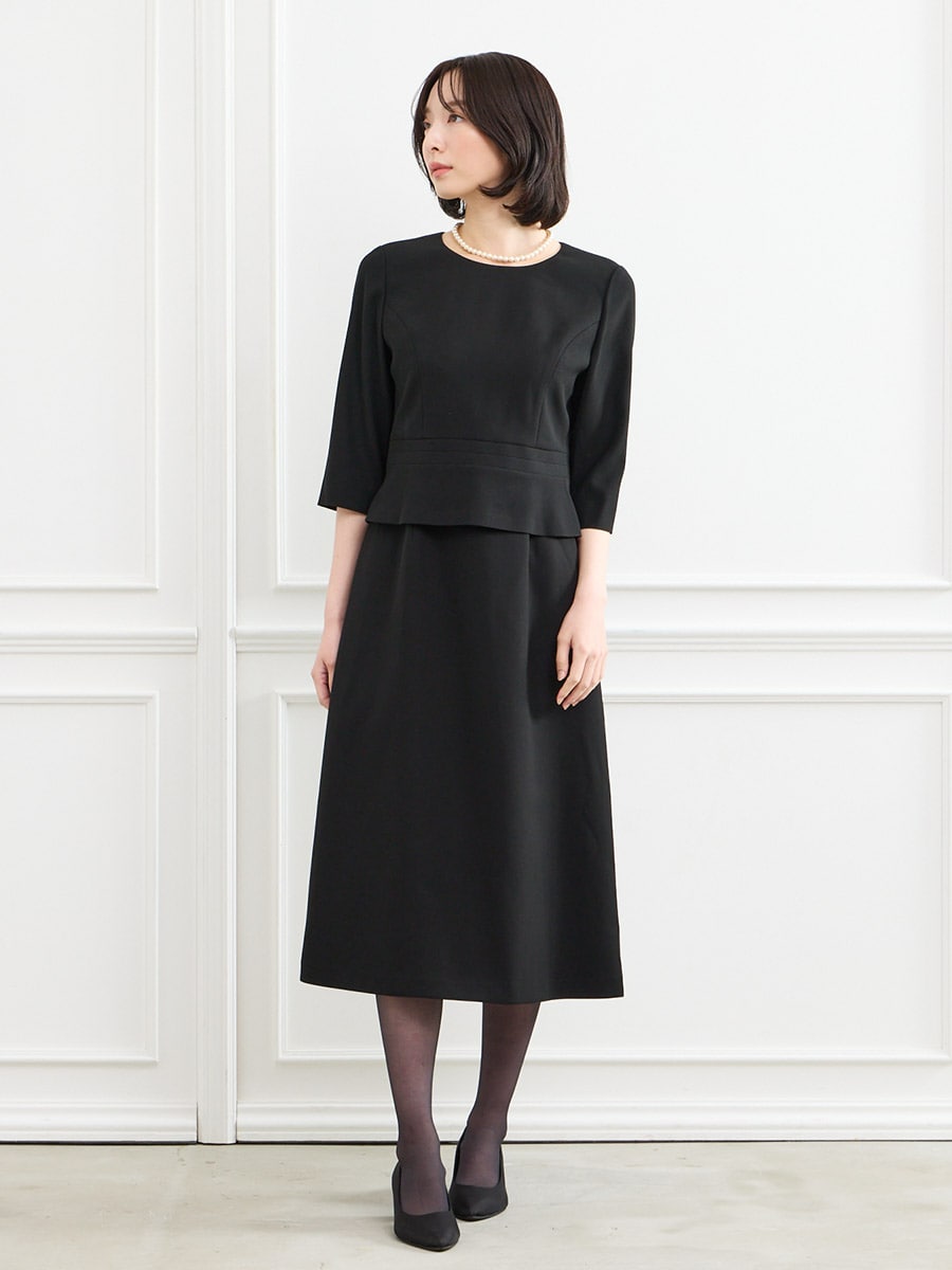 喪服・礼服】【マシンウォッシャブル】ウエスト切り替えノーカラー