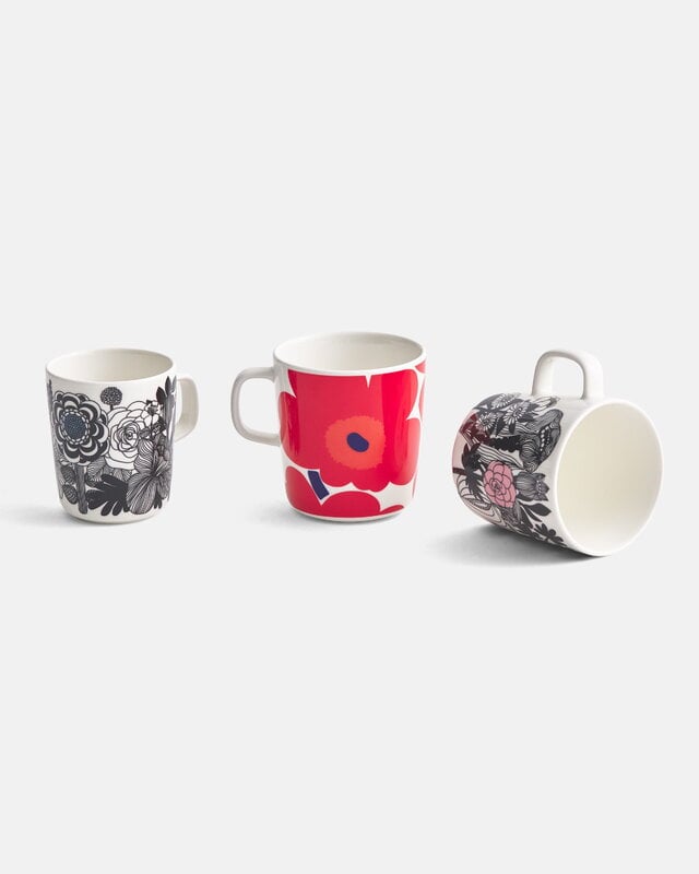 Marimekko Oiva - Unikko mug 2,5 dl, white - red - blue | Finnish