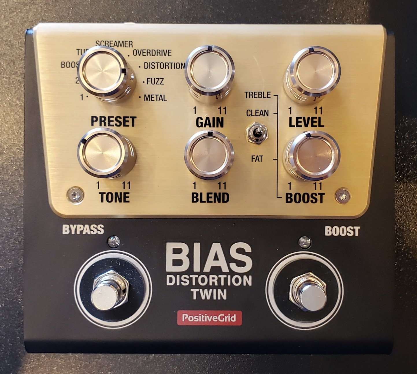 POSITIVE GRID BIAS DISTORTION TWIN PEDAL WITH BOX AND POWER SUPPLY