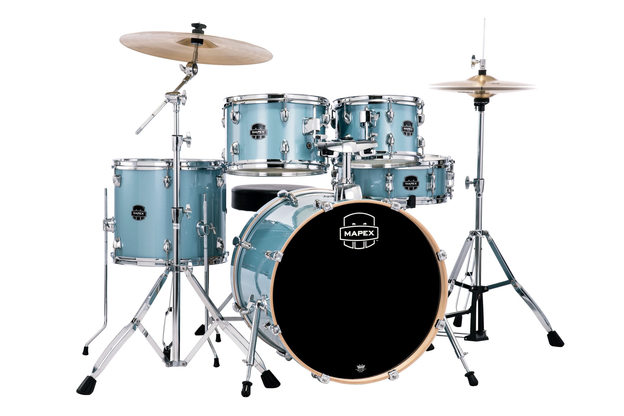 MAPEX VENUS VE5044FTCVJ 5PC FUSION COMPLETE DRUM SET AQUA BLUE