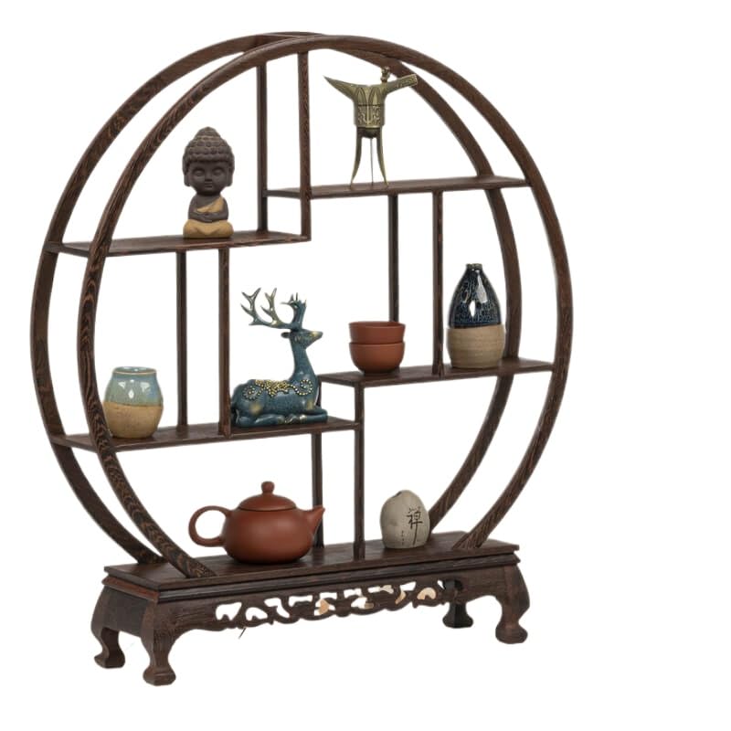 Amazon｜珍品棚 香炉台 瓶台 花台 盆栽台 木製 丸型 大 中国茶器