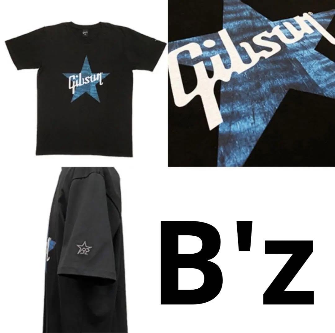 Amazon.co.jp: B'z×ギブソン ブラック×スター ブルー Tシャツ gibson