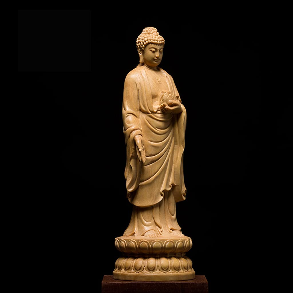 Amazon｜釈迦如来立像 木彫り 釈迦牟尼仏 木製 仏像 仏教 美術品 置物