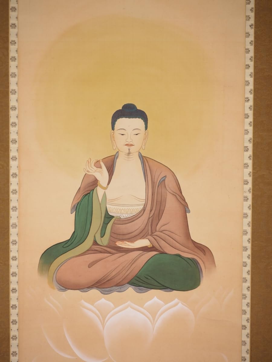 真作⁄高橋草坪⁄花木太古石図⁄絹表装⁄布袋屋掛軸HE-482 /高橋草坪/花木