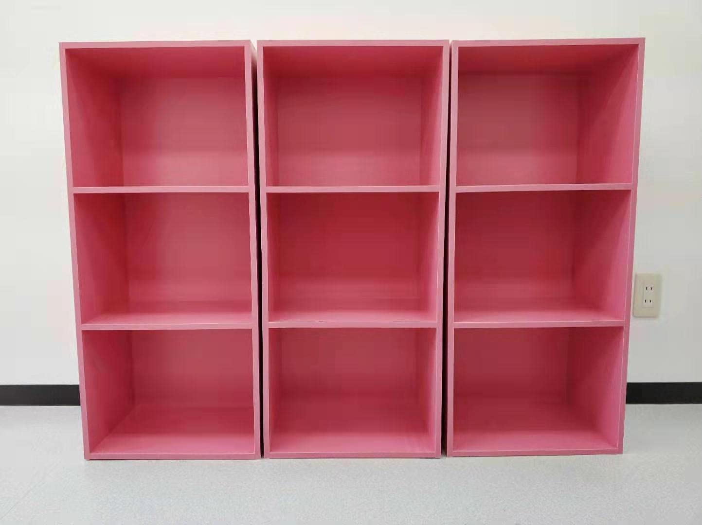 Amazon｜カラーボックス 収納ボックス 3段 カラー 3個セット (ピンク