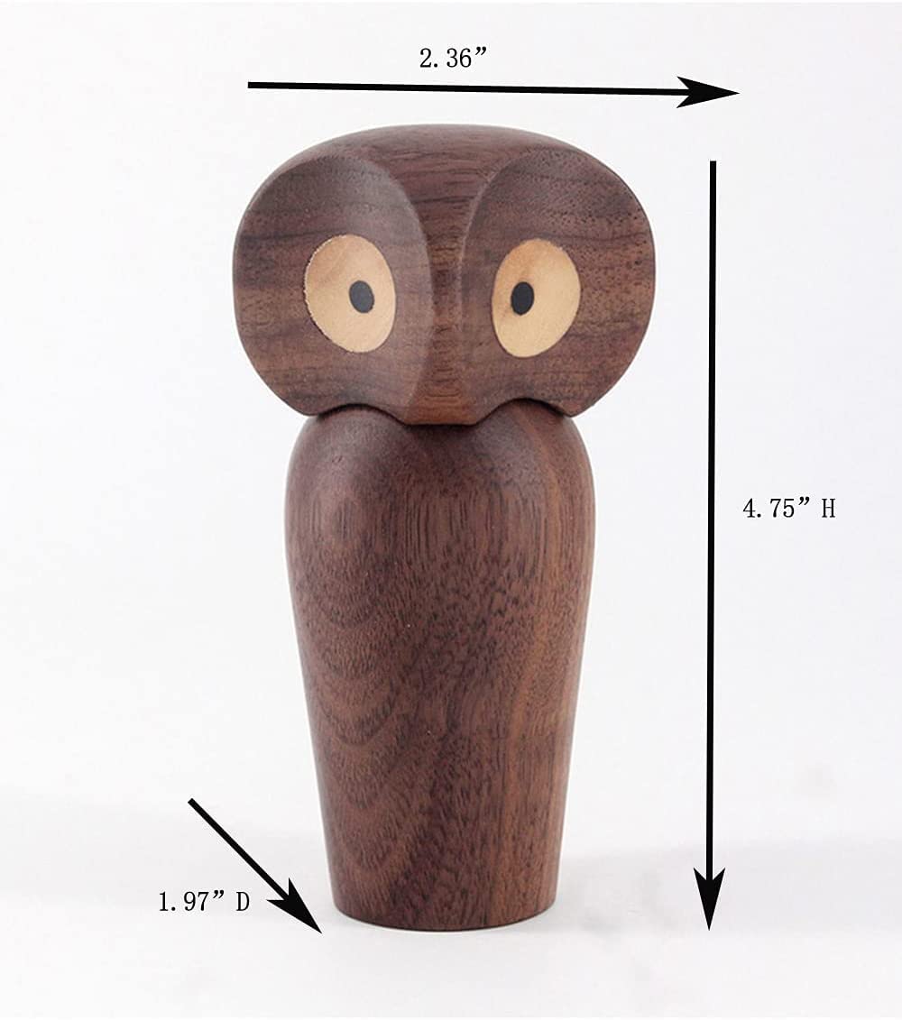 Amazon.co.jp: ZXBAODAN 木製フクロウ彫刻 回転ヘッド付き、4.75インチ