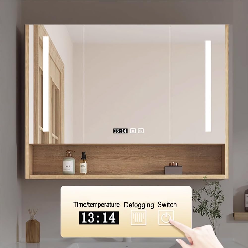 Amazon.co.jp: UkewEi 35＂×28＂ミラーキャビネット 収納付き長方形