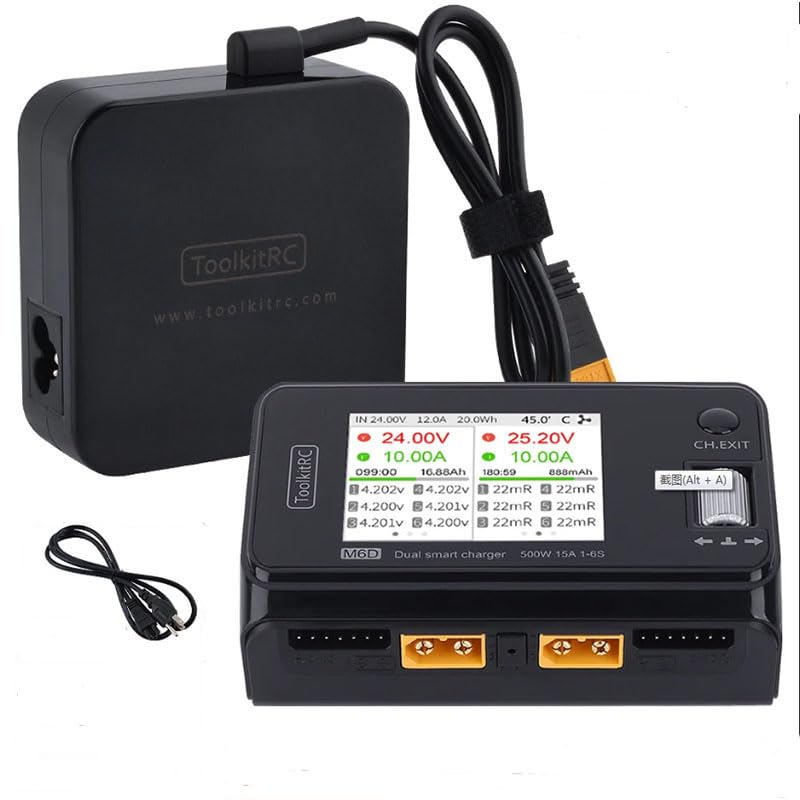 Amazon.com: ToolkitRC M6D 15A x 2 DC Dual-Channel Output 1-6s