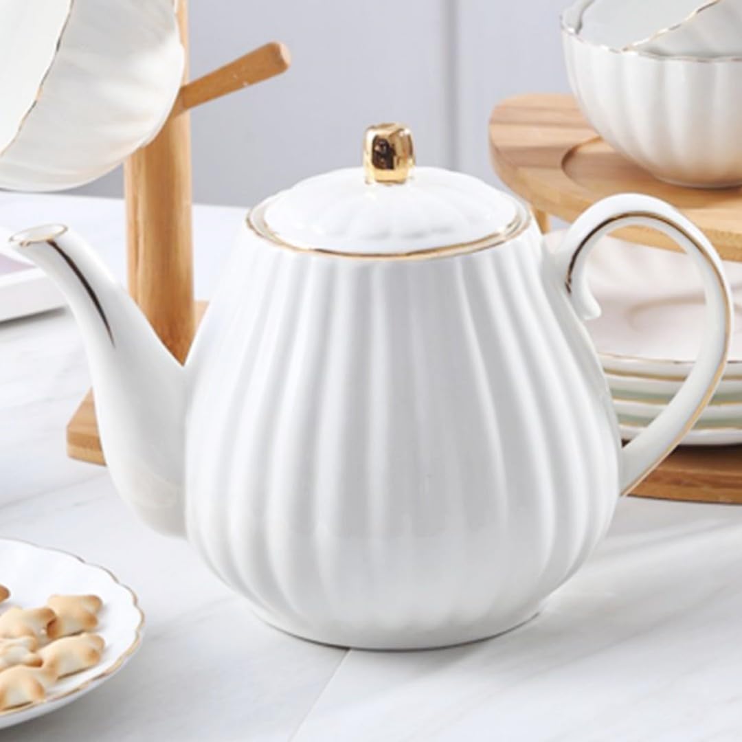 Amazon｜ゴールドボーンチャイナ ティーポット 陶器 ティーポット
